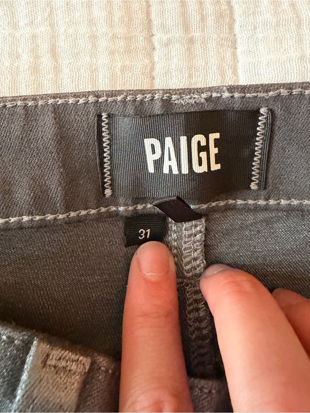 NWT PAIGE Claudine Silver Shimmer Metallic Coated High Rise Flare Jeans - Picture 13 of 17